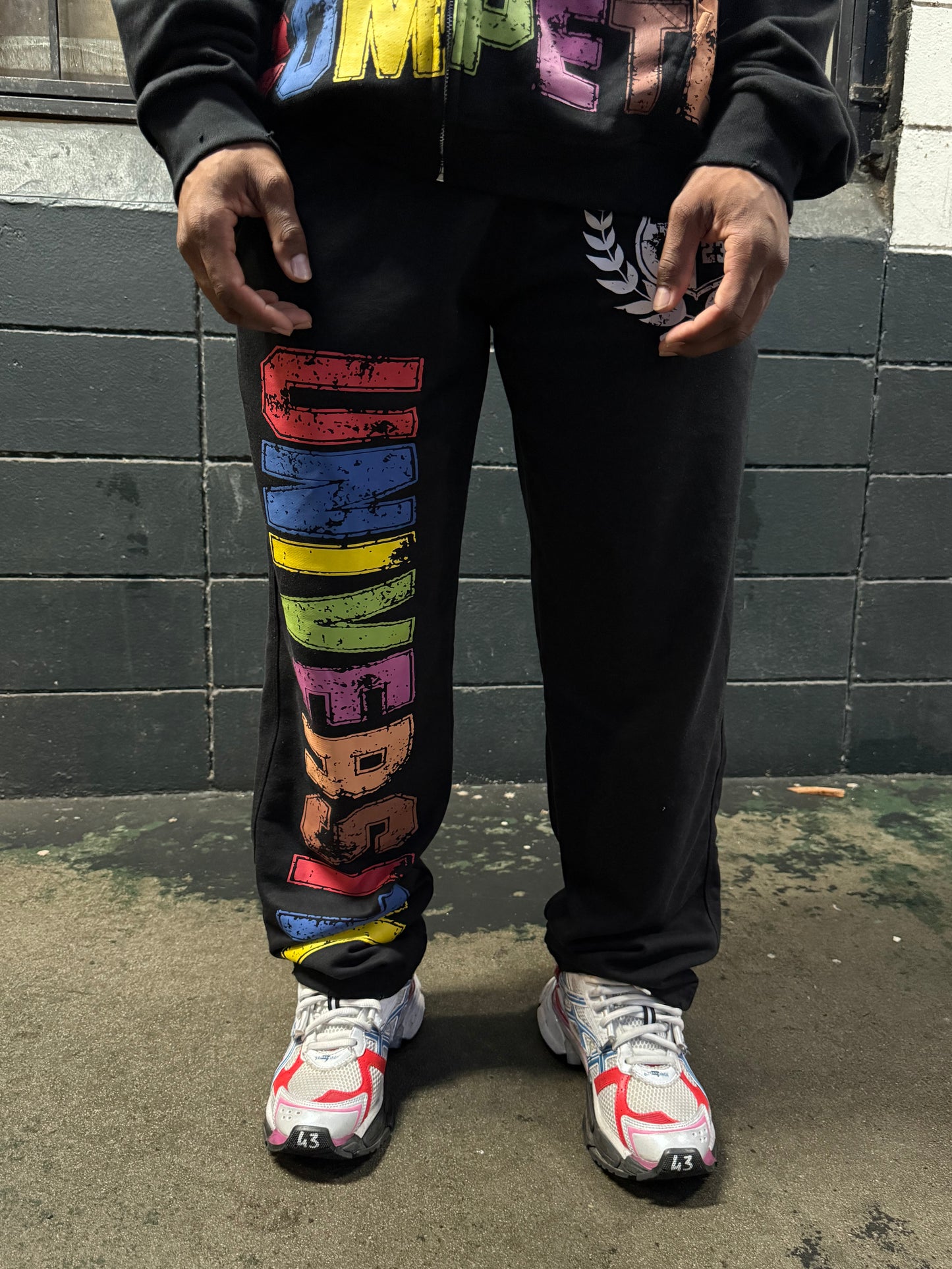 Black Multicolor "Can't Compete University" Sweats