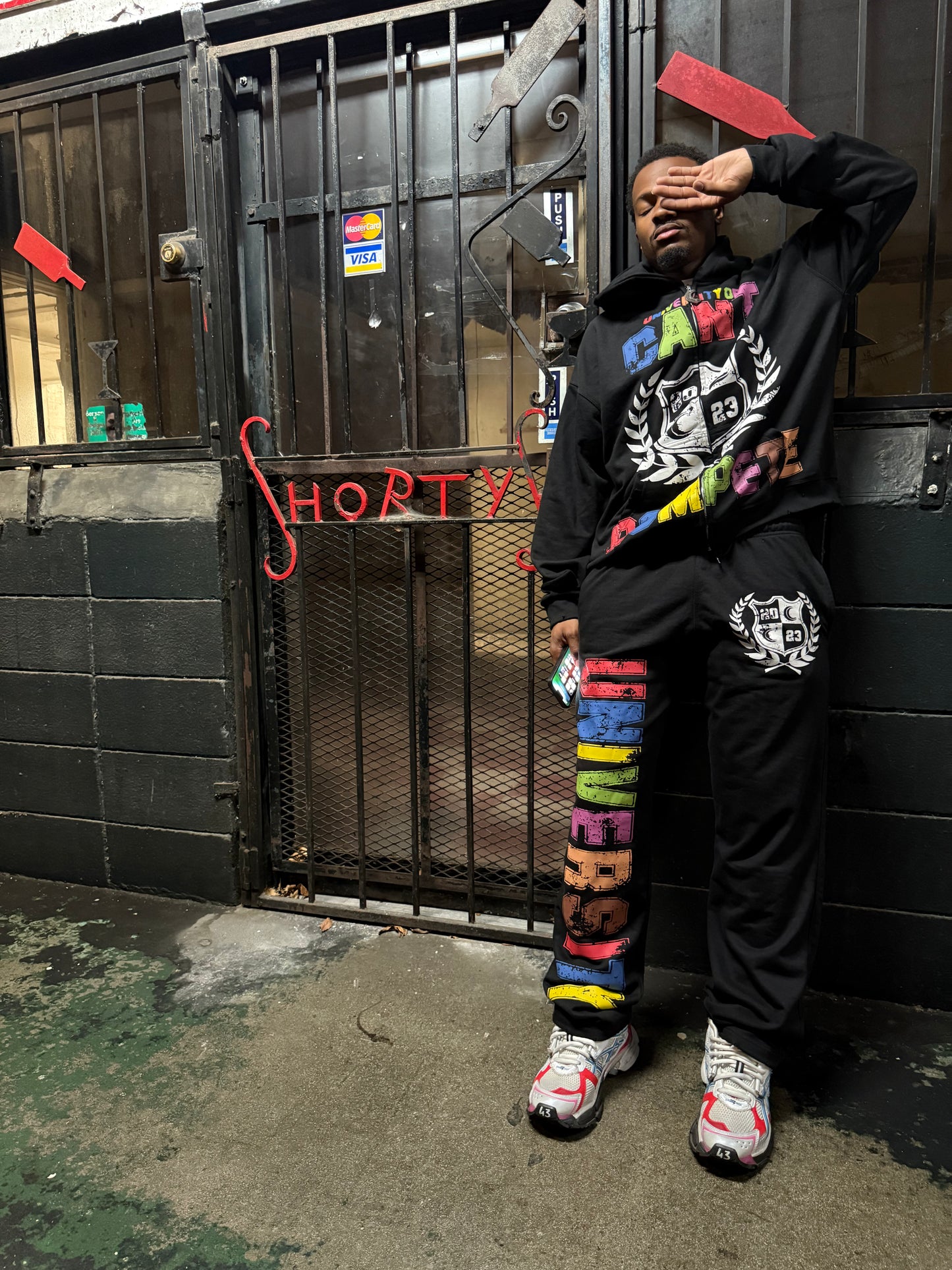Black Multicolor "Can't Compete University" Sweats