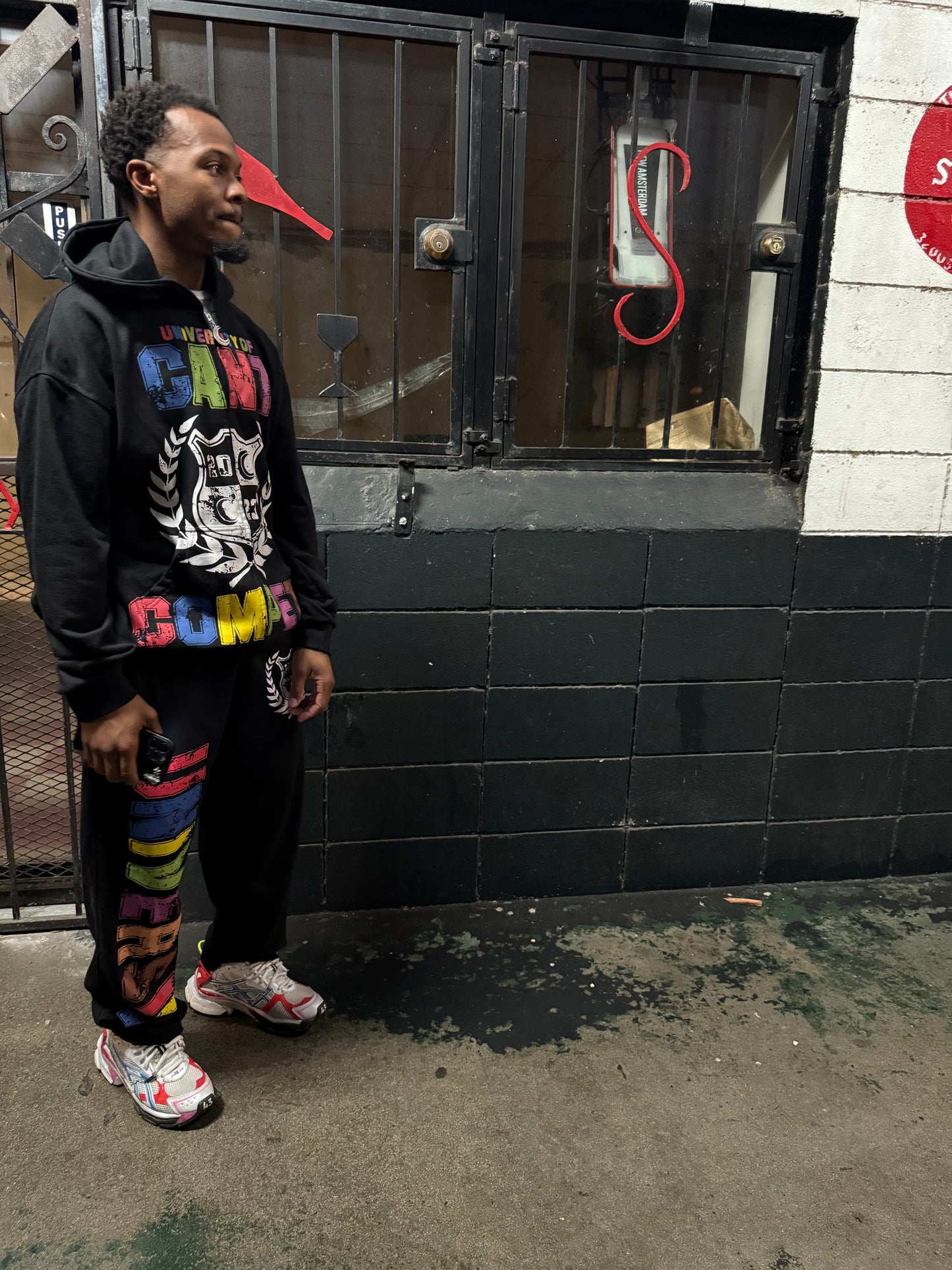 Black Multicolor "Can't Compete University" Sweats